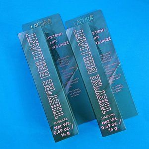 Lacura They're Brilliant Black Mascara Extend Lift Volume 2 Tubes .49oz New